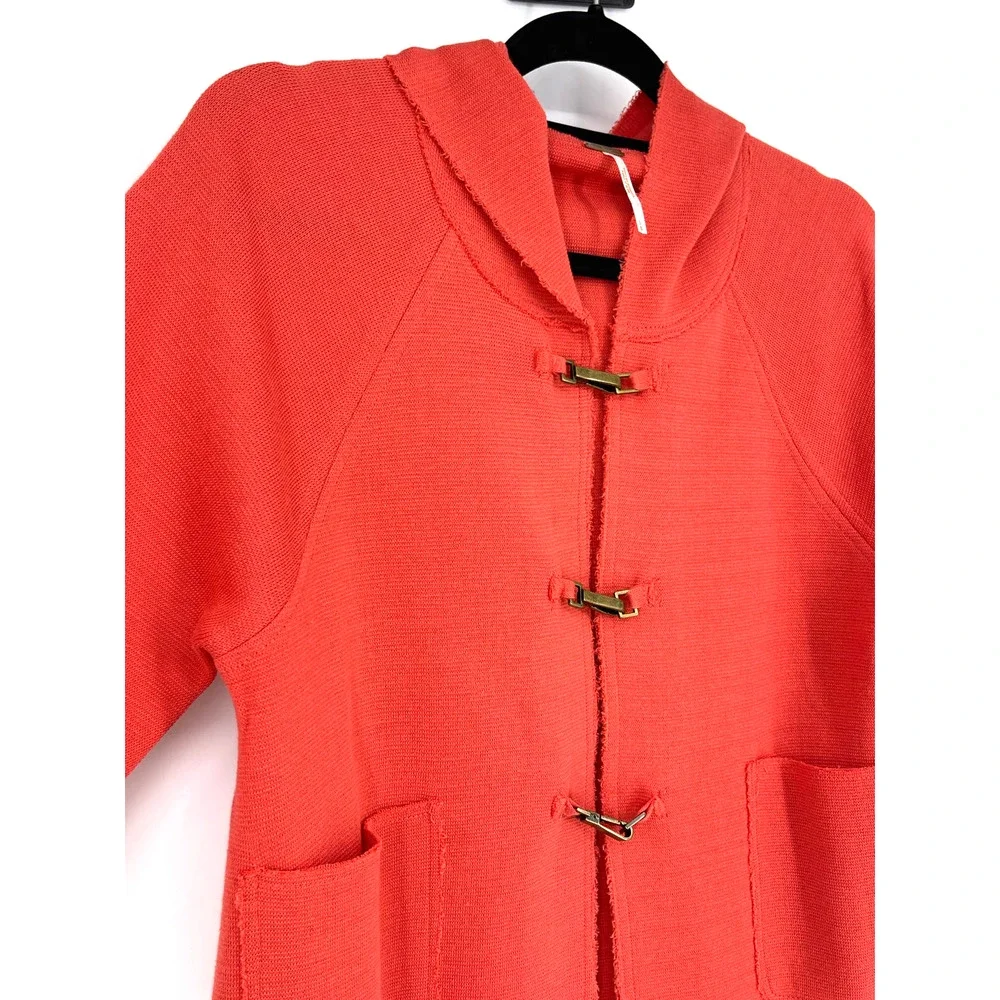 Free People Wool & Cotton Hooded Sweater Jacket Size L - Picture 3 of 6